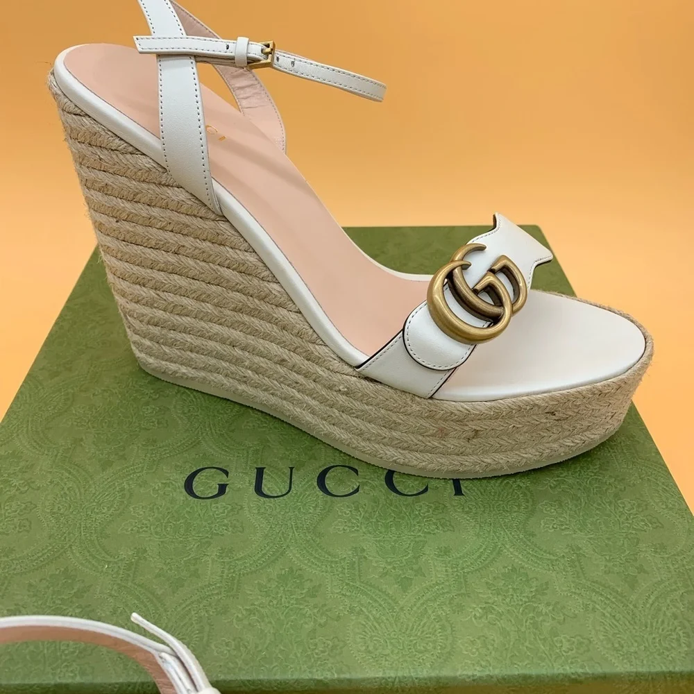 Gucci Lifford Double G Logo Espadrilles Sandals size 41.5
